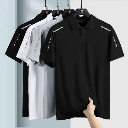 Quick Dry Ice Silk Short Sleeve  Shirt Men's Style Summer Thin Casual Business High End Top Shirt T-Shirt for Men