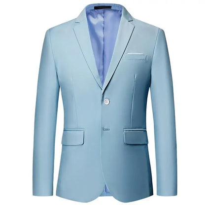 Men White Formal Jackets Two Bittons Long Sleeve Korean Mens Suit Jackets Office Wear Wedding Blazer