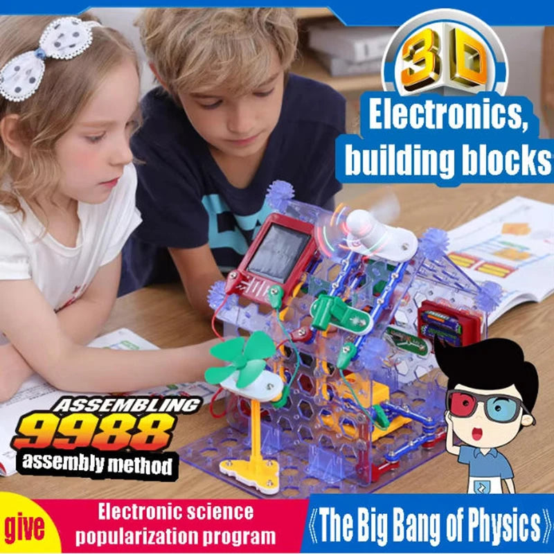 Puzzle New Circuit Electronic Building Blocks Scientific Experiment Education Children Assemble Toys Electronic Exploration 8+