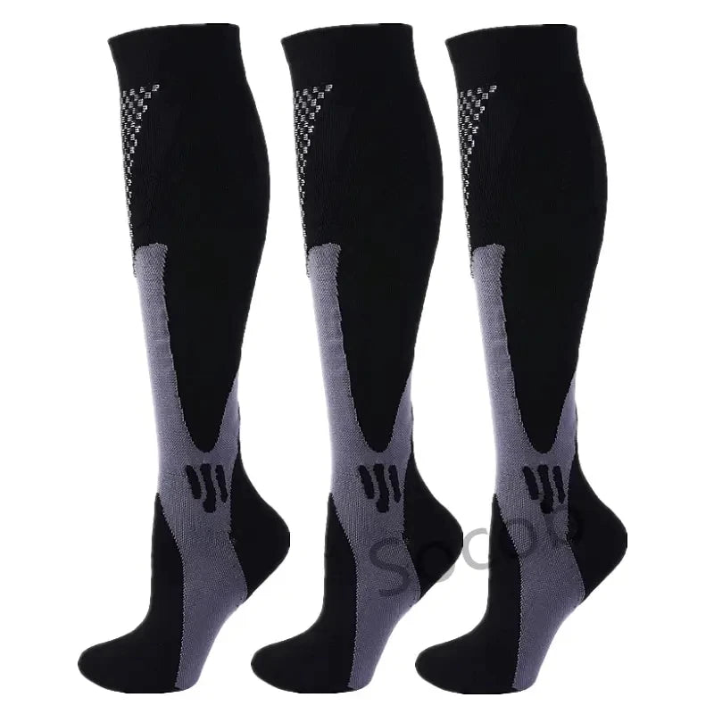 3/6/7 Pairs Compression Socks Women Medical Edema Running Socks Men Knee Length Cycling Socks  Football Basketball Outdoor trave