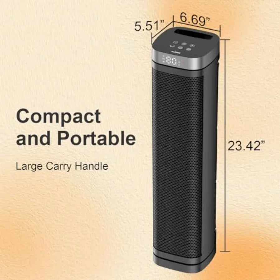 Portable Space Heater 1500W Ceramic Heating Fan with Thermostat Remote Control 3 Heating Modes 70° Oscillation Ideal for Office