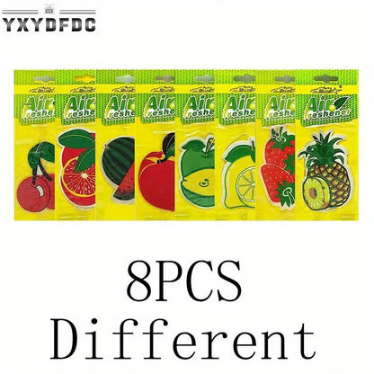 3-80pcs Fruit Car Air Freshener Natural Aromatherapy Tea Paper Hanging Perfume Vanilla Auto Parts Interior