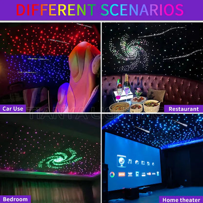 20W Meteor Twinkle Starry Sky Car Star Ceiling Lamp Roof Led Fiber Optic Light Music Sensing Ambient Light Double Color Control