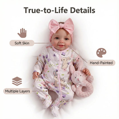 NPK 17inch Lifelike Reborn Baby Doll Newborn Soft Touch Cuddly 3D Skin Multiple Layers Painting Realistic Vinyl Toy