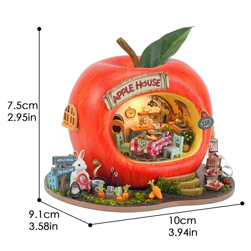 Hot Sale DIY Miniature Grape Wine Bar Dollhouse Kit with LED Light 3D Puzzle Mini House Gift for Friend Home Decor