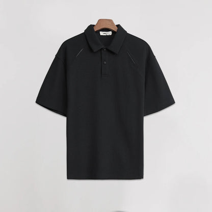 210g Heavyweight Polo Shirt Men Turn Down Collar Half Placket Short Sleeve Solid Color Tee Tops Summer 2026 New Arrival