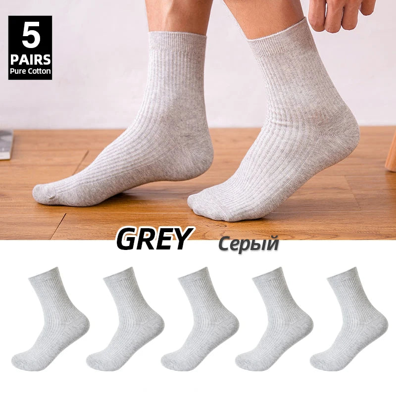 HSS Brand 2026 New 85% Pure Cotton Men Socks Casual Business Stripe Deodorant Breathable Man Travel Winter Sock 5 Pairs / Lot