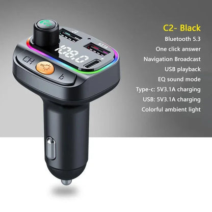 Best FM Transmitter Bluetooth 5.3 Hands-Free Car AUX Radio Modulator MP3 Player with Fast Charging Adapter Auto Accessories New