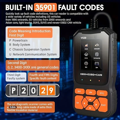 OBD2 Scanner Diagnostic Tool Enhanced Auto Check Engine Code Reader with Reset I/M Readiness OBD2/EOBD Car Diagnostic Scan Tool