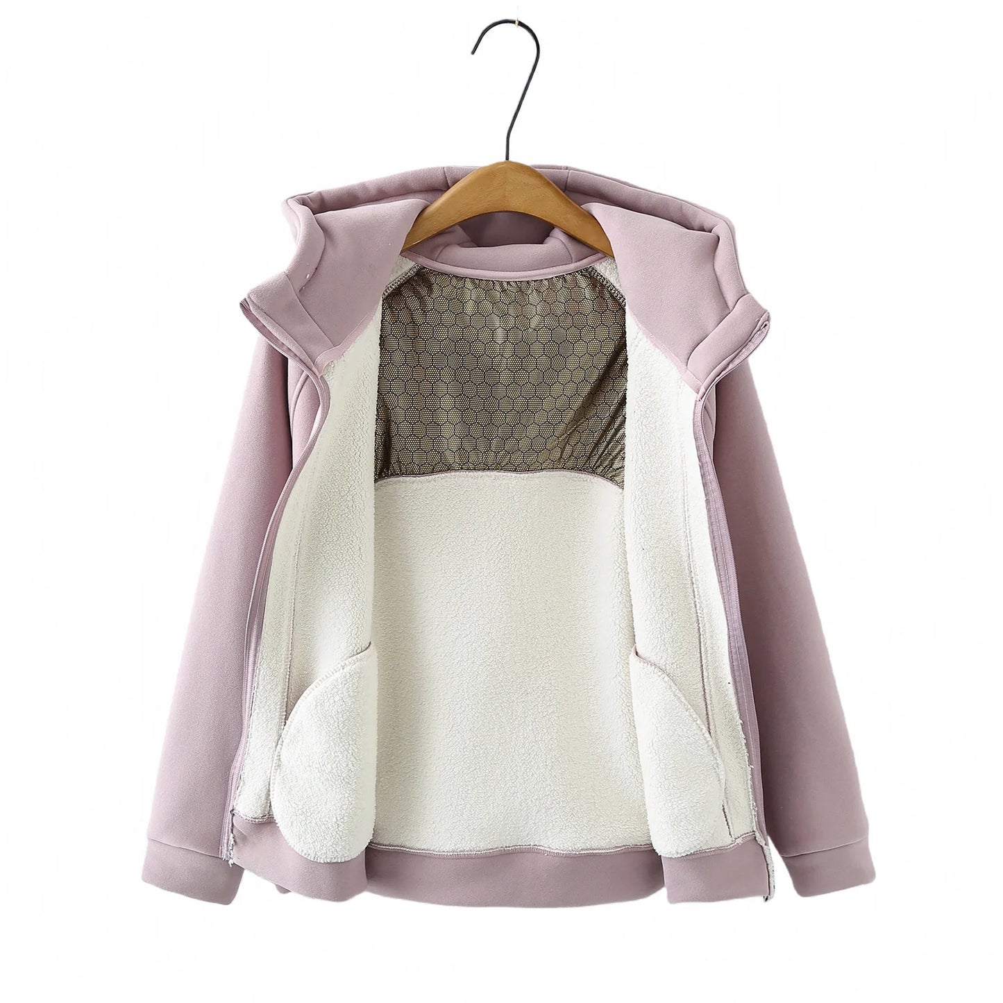 XXXXL Fashion Plus Size Women's Hoodies 2025 Winter New Solid Color Fleece Thickened Graphene Warm Hooded Sweatshirt Jacket 8816