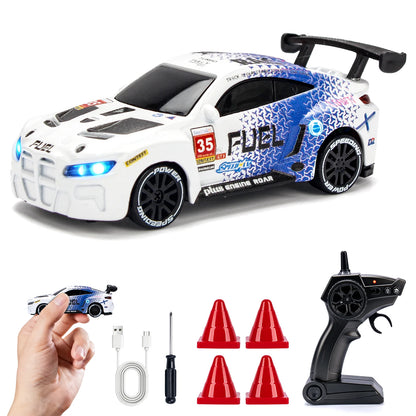 1/64 High Speed Drift RC Car with Light 2.4G 4WD Remote Control Car Mini Racing Model Cars Desktop Full Proportion Cars Gifts