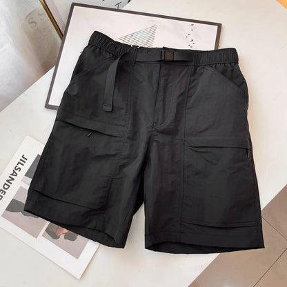 Men's and Women Solid Cargo Shorts with Pockets Casual Belted Sporty Track Shorts Pants
