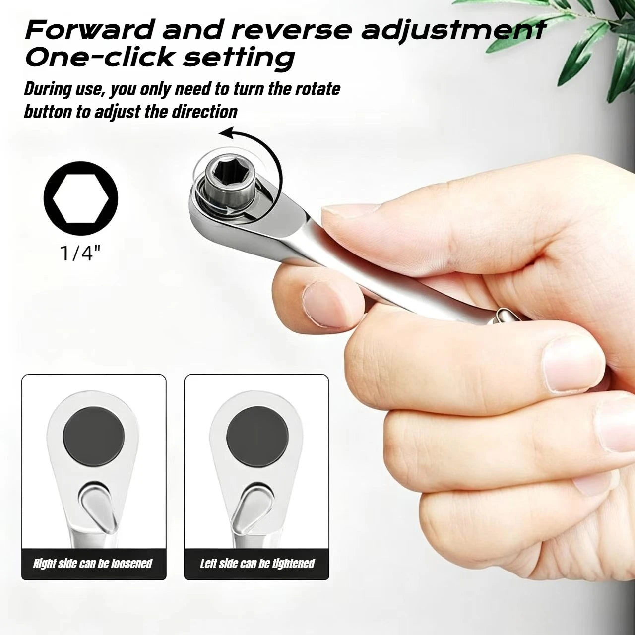 1/4" Mini Ratchet Wrench Drive Ratchet 72tooth Drive Socket and Screwdriver Hex Torque Wrench Multifunctional Hand Tools Repair