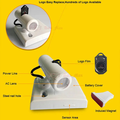 2Pcs Your Customized Logo 13mm Films for Car Door Wireless Cigarette Logo Light & Projector Logo Light