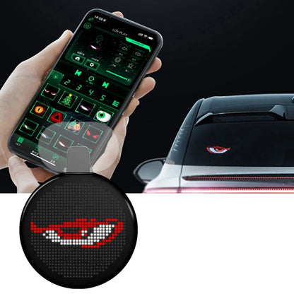 Car LED Interactive Screen Round Devil Eyes LED Sign Smart LED Display APP Remote Control Front Rear Windshield DIY Graffiti
