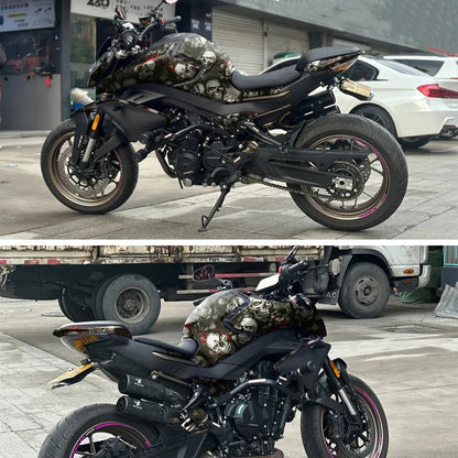 Car Stickers Skull Cartoon Printed Camo Car Body Film Adhesive Vinyl Motorcycle Sticker Waterproof Wrap Vinyl Car Accessories