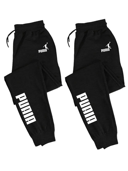 2-Pack Men's Polyester Joggers, Drawstring Waist, Wrinkle-Resistant, Breathable, Slim-Fit, Cuffed Hem, Smooth Drape, Swe