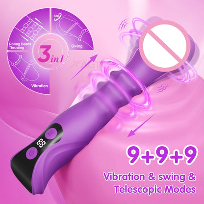 Thrusting Swing Dildo Vibrator Female Telescopic Vibrating Clitoris Stimulator G Spot Vibrator Sex Toy for Adult Goods for Women
