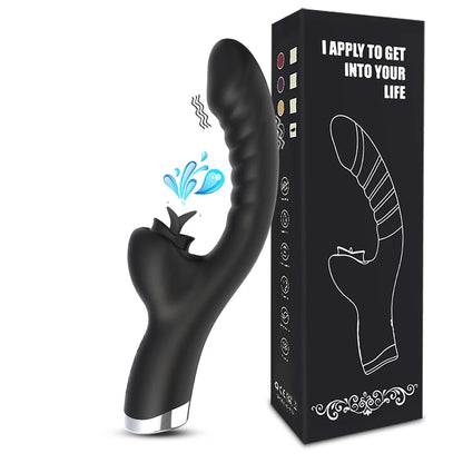 Vibrator For Women 2 In 1 Licking Machine Clitoris Stimulator G-Spot Powerful Vibro Dildo Wand Female Clit Sucker Adult Sex Toys