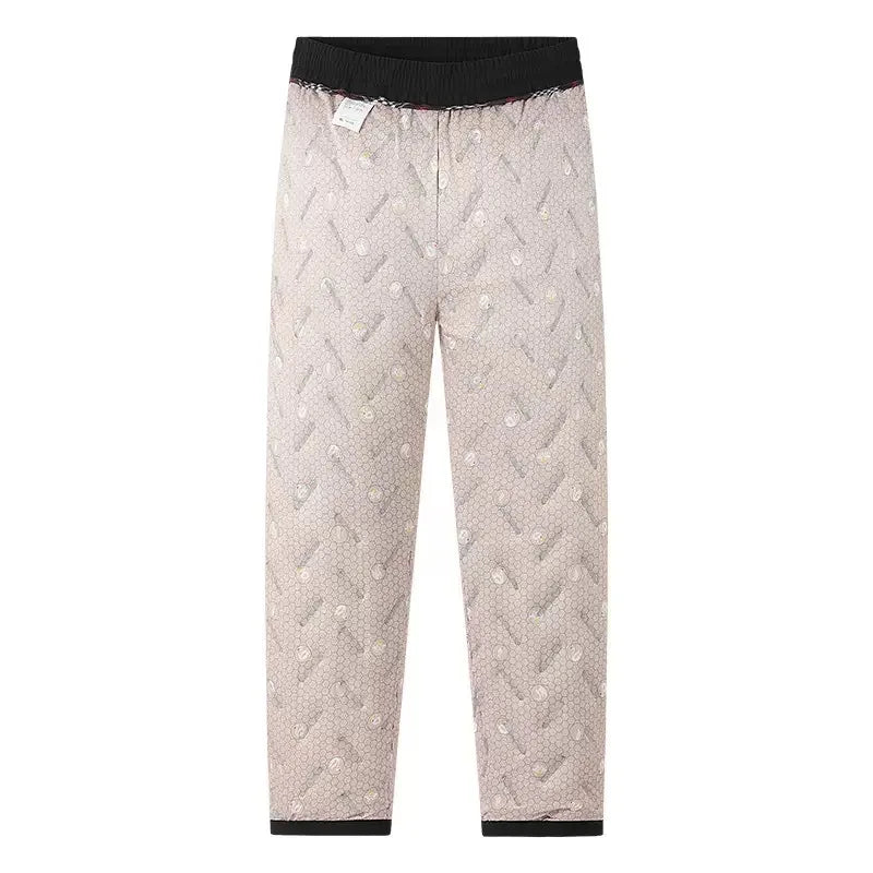 Autumn and Winter Fashion Solid Color Thickened Warm Straight Leg Down Jacket Pants Men's Casual Loose Sports Plus Size Trousers