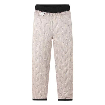 Autumn and Winter Fashion Solid Color Thickened Warm Straight Leg Down Jacket Pants Men's Casual Loose Sports Plus Size Trousers