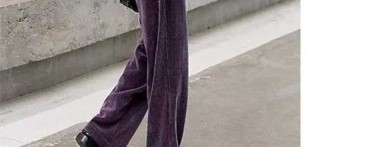 Fashionable Corduroy Set Women's Autumn Winter New Style Elegant Lady Fragrance Wind Coat Wide Leg Pants Two Piece Suit