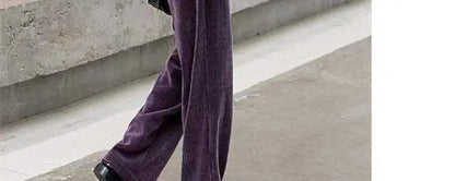 Fashionable Corduroy Set Women's Autumn Winter New Style Elegant Lady Fragrance Wind Coat Wide Leg Pants Two Piece Suit