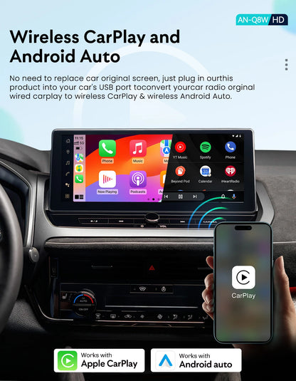 3in1 MMB MAX Smart Box CarPlay Wireless Carplay Android Auto Android15 QCM6350 8-Core GPS WiFi 4G SIM AI Box For Youtube Netflix