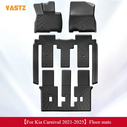 Floor Mats For Kia Carnival 2021-2025 8 Seats All Weather Trunk Mats Full Set Cargo Liner Waterproof Anti-Slip Stain Proof