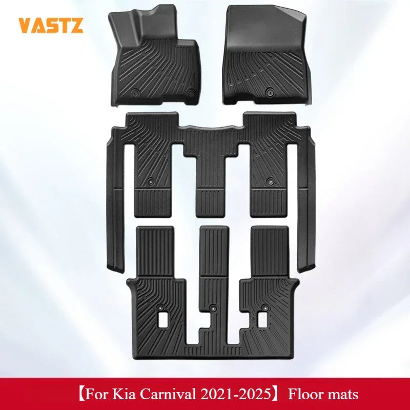 Floor Mats For Kia Carnival 2021-2025 8 Seats All Weather Trunk Mats Full Set Cargo Liner Waterproof Anti-Slip Stain Proof