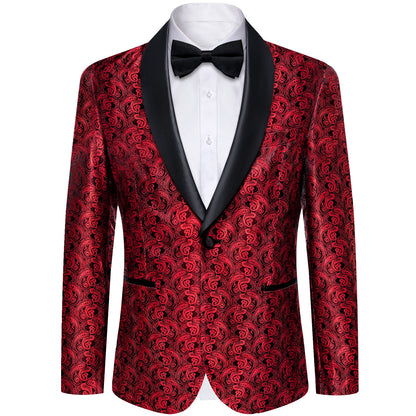 Men's Suits Blazer Green Red Silver Color Paisley Luxury Wedding Prom Business Banquet Suit Coat Men Clothing Jacket