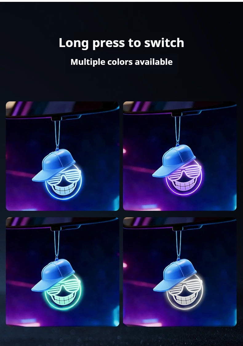 Creative Retro Car Pendant, Luminous Light Bulb Hanging Decoration, High-end Auto Atmosphere Light, Rearview Mirror Decor