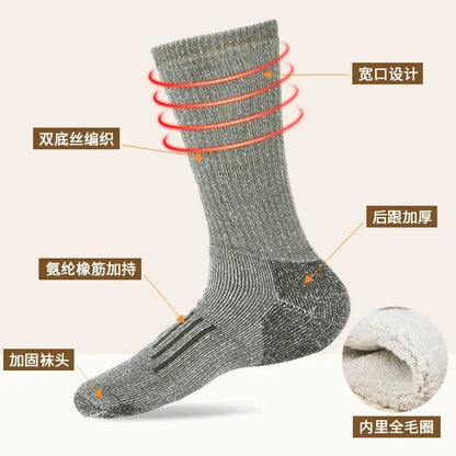 3 Pairs Hiking Socks Merino Wool for Men 80% Merino Wool Ski Socks Winter Thick Thermal Crew Socks Men Walk Warm Anti-Odor