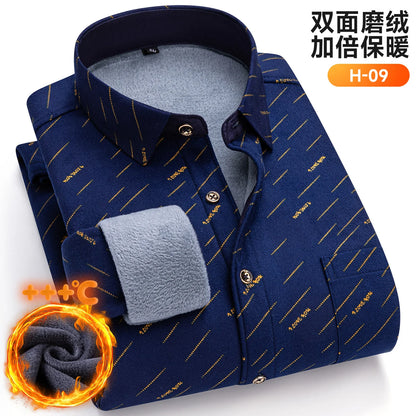 Winter Warm Men's Plaid Shirts Thickened Flannel Casual Menswear Long Sleeve Plus Size Office Workwear Casual Male Check Shirts