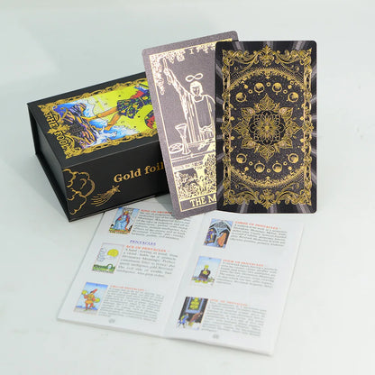 78Pcs Pink Classic Wait Tarot Cards with Guide Book Divination Deck Family Party Board Fate Card Fortune Telling Game