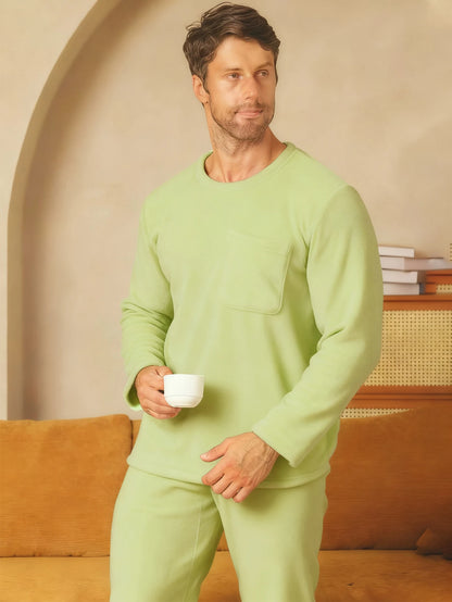 Men's Sleepwear Autumn/Winter Two Piece Set Coral Fleece Flannel Long Sleeve Long Pants Home Clothes with Thickened Velvet Set