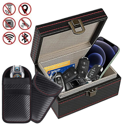 Anti Theft Faraday Box with Bag for Key Fob Cage RFID Faraday Key Fob Protector Radiation-proof Mobile Phone Box Car Keyless