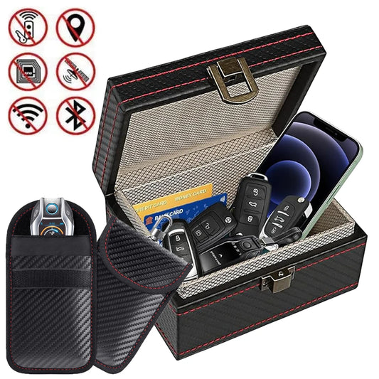 Anti Theft Faraday Box with Bag for Key Fob Cage RFID Faraday Key Fob Protector Radiation-proof Mobile Phone Box Car Keyless