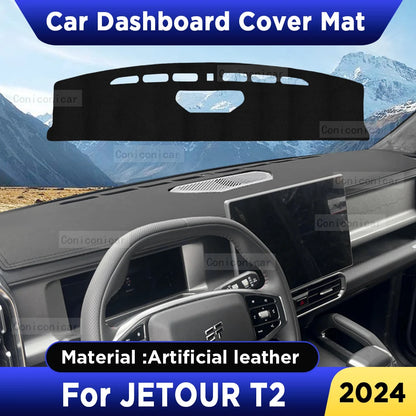 For CHERY JETOUR T2 2024 Car Dashboard Cover Mat Dash Board Sun Shade Anti-UV Pad Artificial Leather sun-proof Accessories