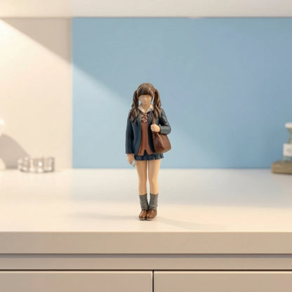 School Girl Miniature Hand-Painted 3D Printed Figurine for Hobbyists, Diorama, Model Scene