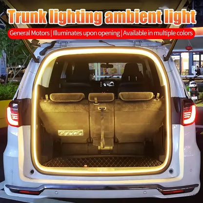 Car Trunk Dynamic Flowing Light Strip 4m/2m Automatic On/Off Scanning Lamp Flexible Waterproof Light Strip Hidden Installation