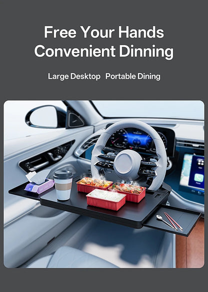 Multifunctional Car Steering Wheel Desk Portable Laptop Desk Foldable Car Storage Stand Work and Dining Table Travel Office
