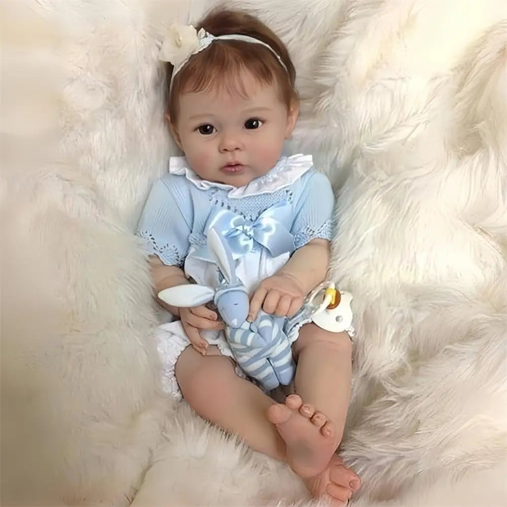 Reborn Realistic Baby Girl Dolls 22 inch Perfectly Cute Soft vinyl Newborn Dolls Open Mouth Real Life Sweet Toddler Doll Soft Cloth Body Reborn Child Doll Toys