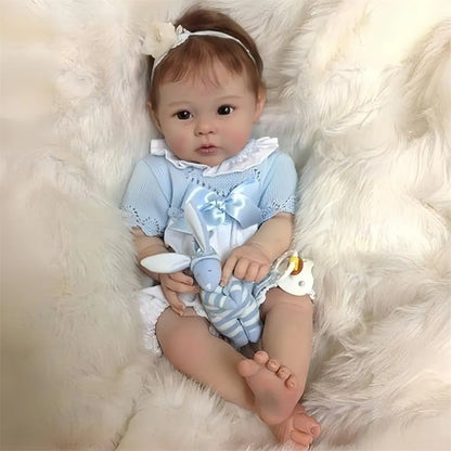Reborn Realistic Baby Girl Dolls 22 inch Perfectly Cute Soft vinyl Newborn Dolls Open Mouth Real Life Sweet Toddler Doll Soft Cloth Body Reborn Child Doll Toys