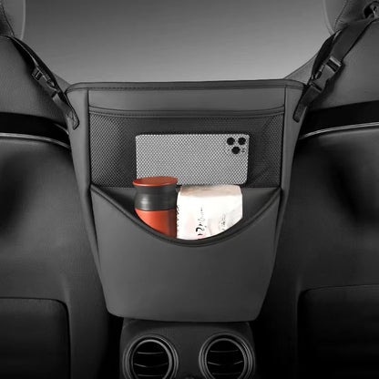 Car Seat Middle Hanger Storage Bag PU Leather Universal Car Seat Gap Organizer Hanging Handbag Holder Net Pocket Stowing Tidying