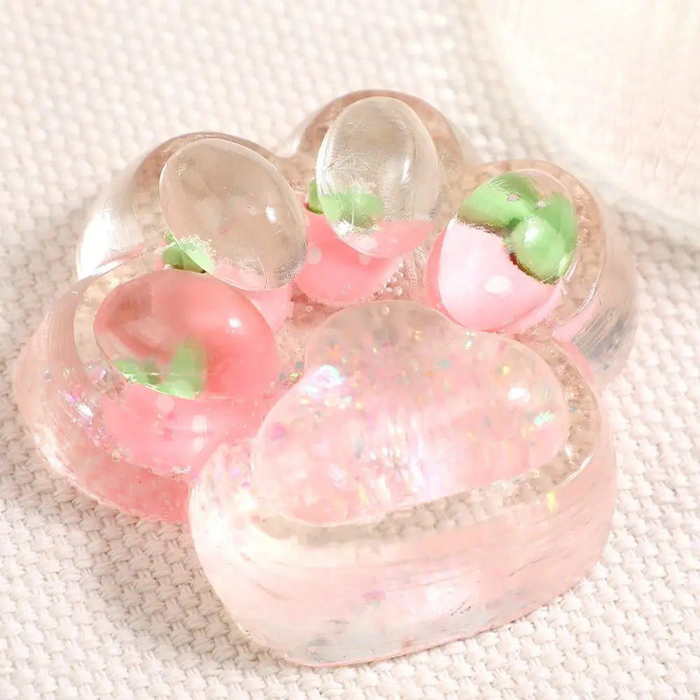 Fruit Cat Paw Squeeze Toy Kneading Soft Fruit Pinch Fidget Toy Handmade Cat Paw Slow Rebound Decompression Toy Children Gifts