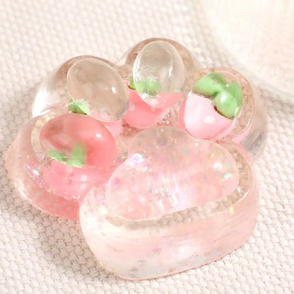 Fruit Cat Paw Squeeze Toy Kneading Soft Fruit Pinch Fidget Toy Handmade Cat Paw Slow Rebound Decompression Toy Children Gifts