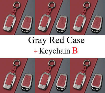 Zinc Alloy + PU Leather Car Key Case Cover For 2019-2025 Land Cruiser Highlander Camry Sienna Venza Hilux Fortuner Corolla Prius