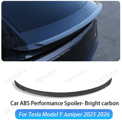 ABS Matte Carbon Fiber Pattern Spoiler For Tesla Model Y Juniper 2025 26 Glossy Black Rear Trunk Wings Auto Modified Accessories
