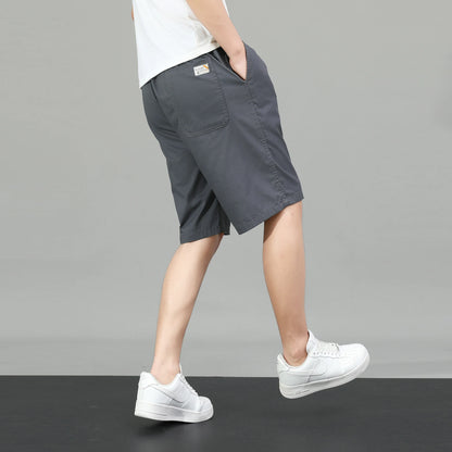 Summer Zipper Pocket Workwear Shorts Mens Knee Cargo Pants 2026 Cotton Shorts Men Climbing Jogger Elastic Waist Sports Work Wear